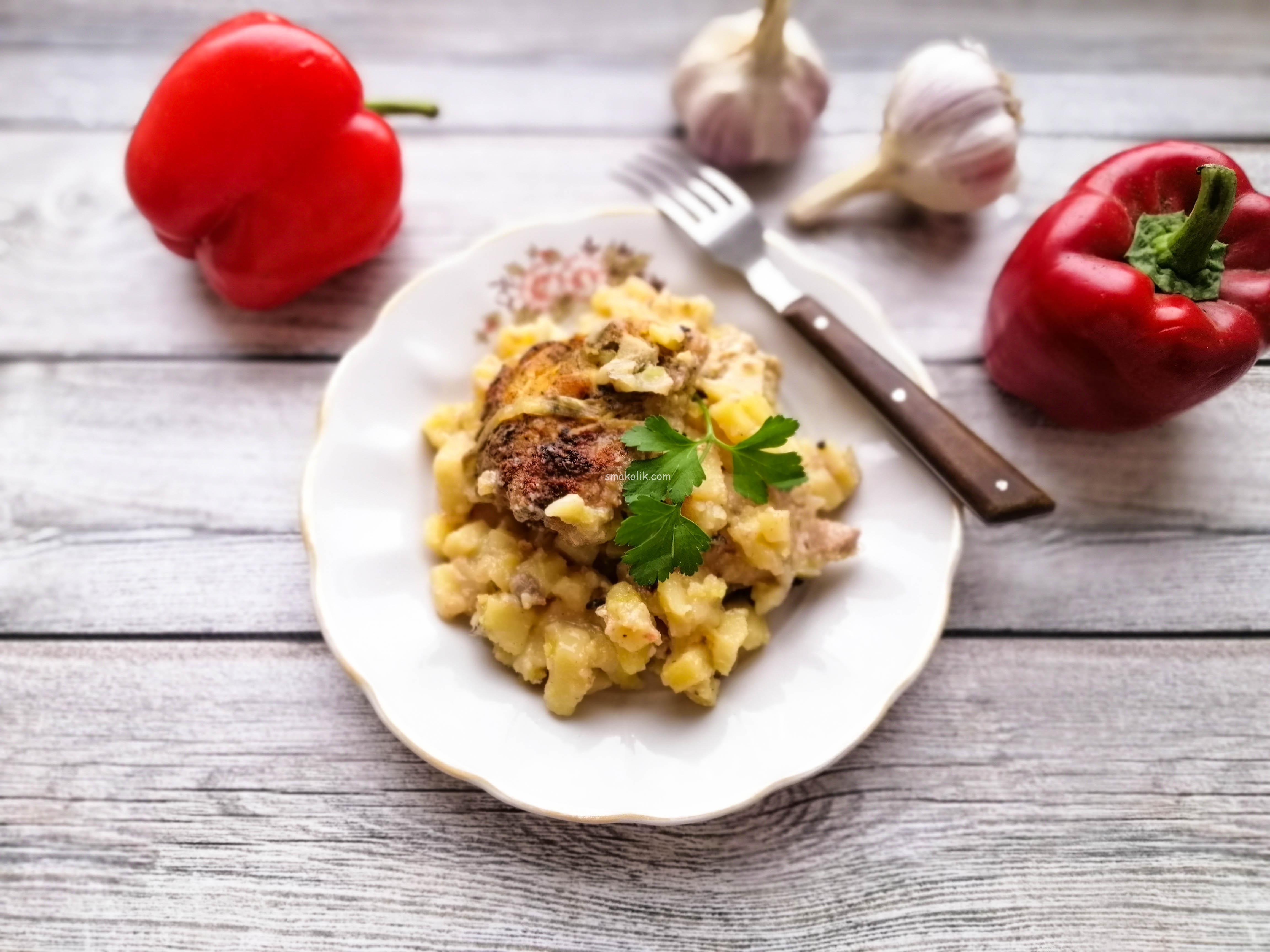 картошка с мясом в духовке
